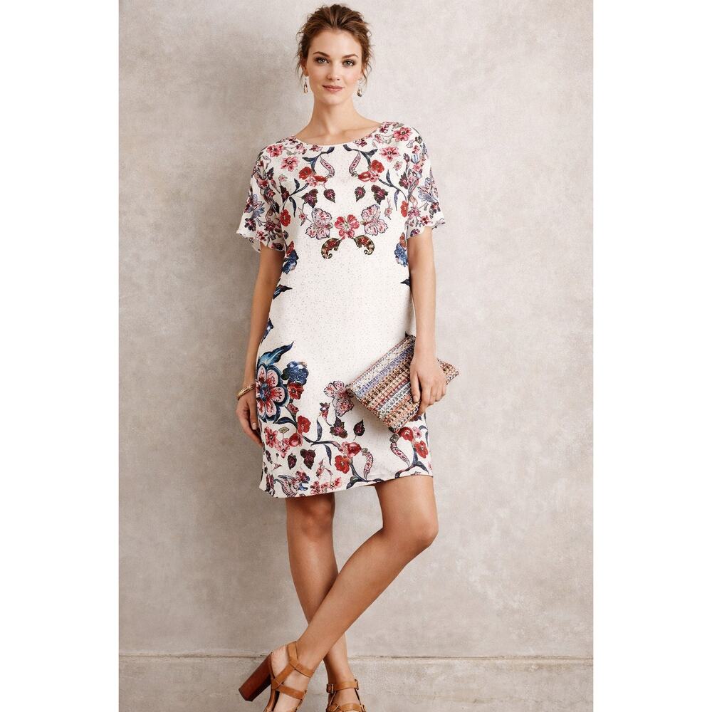 Kavita Bhartia Anthropologie Nami Floral Motif Sheer Shift Dress XS